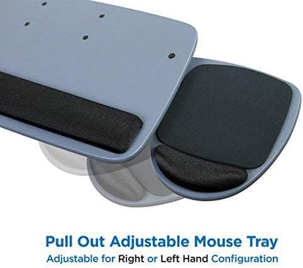 Mount-It! Under Desk Keyboard Tray, Adjustable Keyboard and Mouse Drawer Platform with Ergonomic Wrist Rest Pad, 17.25" Track (MI-7137)