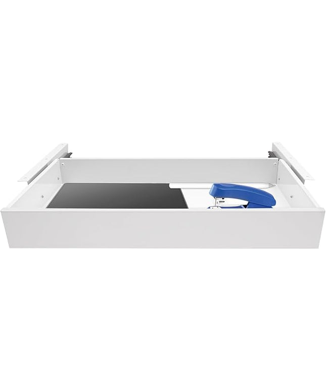 DouSeiAi Under Desk Drawer Slide Out For Office Desk, Storage Organizer For Sit Stand Workstation, 22” x 14” x 3”, White