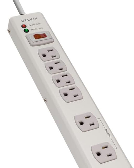 Belkin 6-Outlet Metal Power Strip Surge Protector, 6ft, Beige