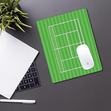 Racquet Inc Tennis Court Mouse Pad – Green Grass Desk Mousepad with Fabric Surface – Tennis-Themed Office Accessory for Work or Gaming – Compatible with Optical and Laser Mice