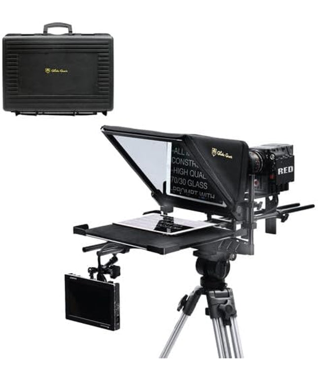 Glide Gear TMP 1000 Teleprompter – All Camera & Smartphones, Tablets – 17" Glass, Tray, Hard Case, No Assembly