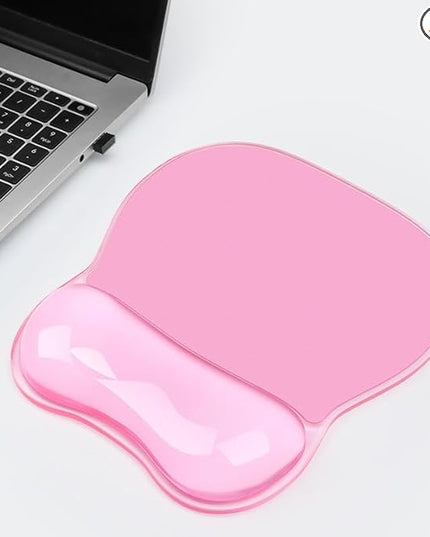 Gel Wrist Rest for Mouse,Ergonomic Mousepad with Clear Cushioned Palm Rest,Gel Mouse Pad with Wrist Support,Small Desk Mat,Office Desk Work Accessories for Women,Carpal Tunnel Relief (B-Pink)