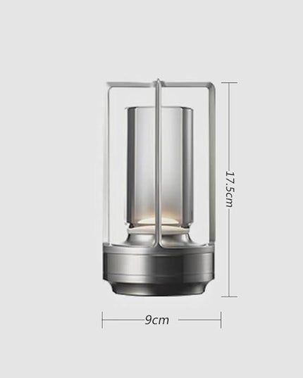 Portable Metal Table Lamp for Indoor/Outdoor ,Rechargeable Cordless LED Lamp, 3-Colour Infinitely Dimming Battery Powered Small Desk Lamp, Restaurant/Bedroom/Bar/Coffee Shop/Camping Light (Silver)