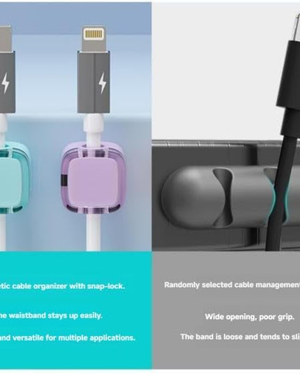 8 Pack Magnetic Cable Clips – Adjustable Cord Holder for Desk, Nightstand, Car, Office | Adhesive Cable Clips & Wire Clips for Cable Management | Organize Charger Holders for Cords, Phone Cord Holder