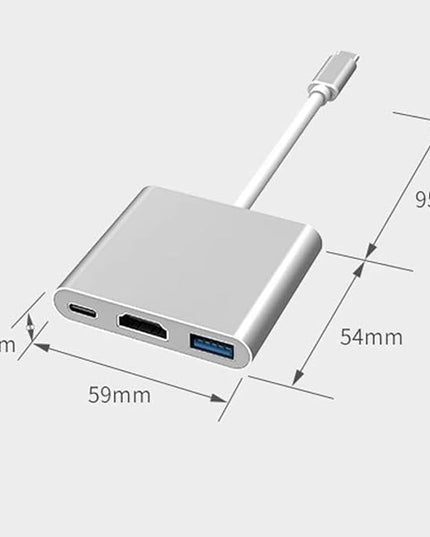 HCUSR 3 in 1 Type C to HDMI Docking Station USB Hub Multiport Adapter AV Converter with 4KHDMI Output,100W PD, USB A 3.0 Port Hub Dongle Docking Station for Laptop PC Tablets (Black)