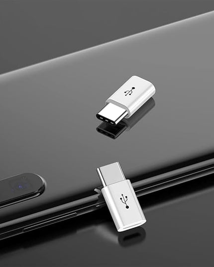 Adapter Micro USB to USB C (4 Pack), Micro-USB Female to USB-C Male OTG Adapter Compatible with Samsung Galaxy, LG, Huawei, Type-C Phones, Tablets and More (2 Black and 2 White)