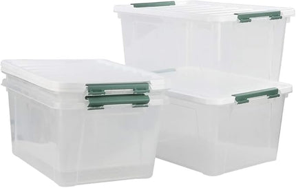 Gloreen 20 Quart Clear Storage Bins with Lid and Handle, Multipurpose Stackable Plastic Storage Latches Box/Containers,set of 4