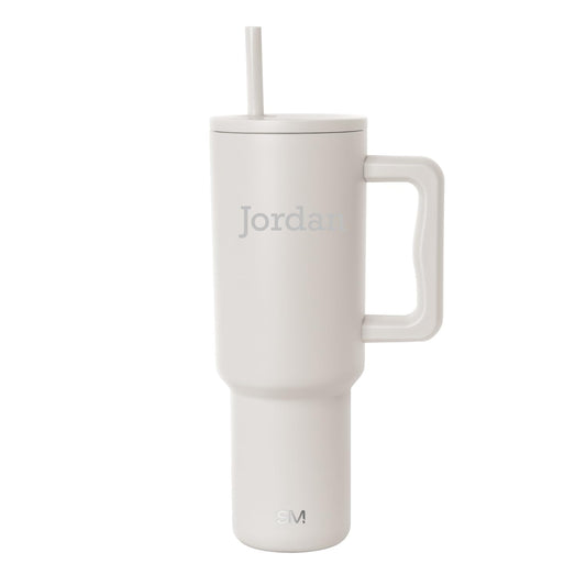 Simple Modern Personalized Tumbler with Handle and Straw | 40oz | Beige