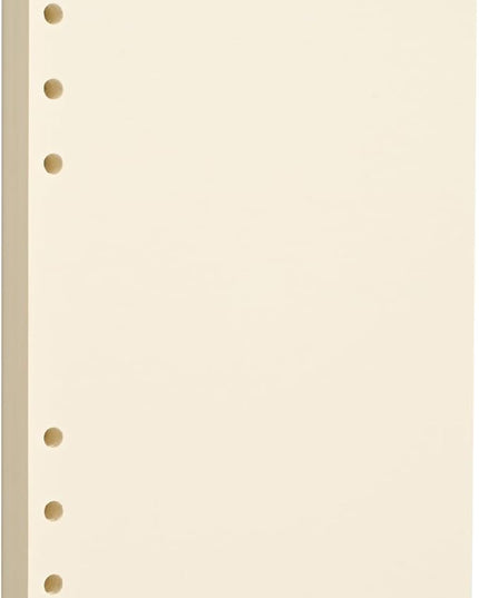 A5 6-Hole Blank Loose-Leaf Paper, Beige – Refill Pages for Standard A5 6-Ring Binder, Journals, Planners – Writes both sides – no bleed-through – 80 Sheets