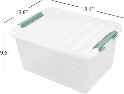 Gloreen 35 Quart Clear Storage Bins with Lid and Handle, Multipurpose Stackable Plastic Storage Latches Box/Containers,set of 4