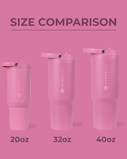 HydroJug Sport - Stainless Steel Tumbler with Straw, Vacuum Insulated, 40oz Leakproof Water Bottle, Ergonomic Design, Reusable, Dishwasher Safe, Rubber Base, Durable for Gym or Outdoors, Taffy