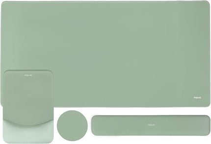 MOSISO Keyboard Mouse Pad Set, Large Gaming Mouse Pad&Rectangular Keyboard Wrist Rest&Mousepad with Wrist Rest&Coaster, Ergonomic Non-Slip&Easy Typing Pad with Curved Silicone Lining, Antique Green
