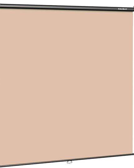 RAUBAY Retractable Pull Down Beige Screen Backdrop - 78.7" x 86.6" Collapsible Wall-Mount Nude Background for Professional Video Production, Photography, TikTok and Video Conferencing