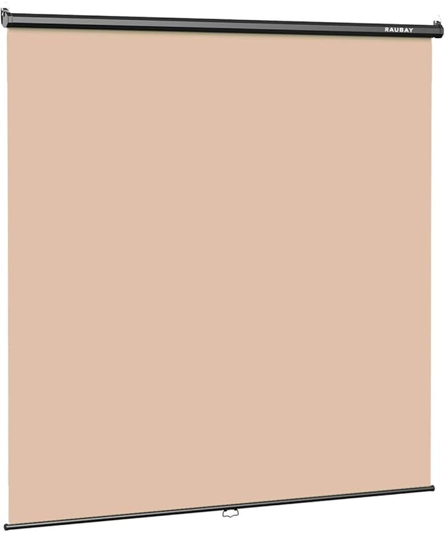 RAUBAY Retractable Pull Down Beige Screen Backdrop - 78.7" x 86.6" Collapsible Wall-Mount Nude Background for Professional Video Production, Photography, TikTok and Video Conferencing