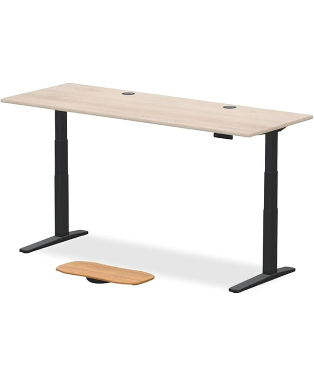 UPLIFTDESK V3 2-Leg Maple Laminate Wood Standing Desk – Adjustable Height, Advanced 1-Touch Memory Keypad, Under Desk Cable Management, Wire Grommets & Rocker Board (Black C-Frame, 80 x 30 inch)