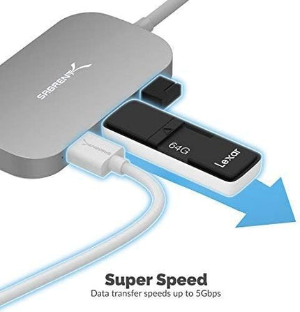 SABRENT 8-in-1 USB Type-C Hub with HDMI(4K) Output, 3 USB 3.0 Ports, 1 USB 2.0 Port, SD/MicroSD Multi-Card Reader [4K and Power Delivery Support] (DS-UHCR)