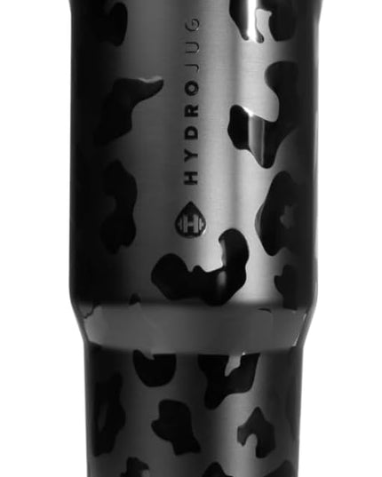 HydroJug Sport - Stainless Steel Tumbler with Straw, Vacuum Insulated, 40oz Leakproof Water Bottle, Ergonomic Design, Reusable, Dishwasher Safe, Rubber Base, Durable for Gym or Outdoors, Black Leopard
