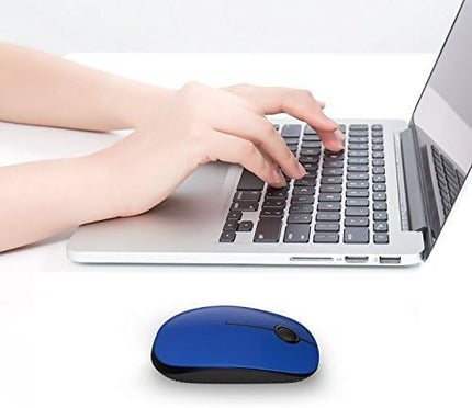 VssoPlor Wireless Mouse, 2.4G Slim Portable Computer Mice with Nano Receiver for Notebook, PC, Laptop, Computer-Black Blue