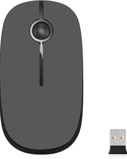 VssoPlor Wireless Mouse, 2.4G Slim Portable Computer Mice with Nano Receiver Quiet Silent Optical Laptop Mouse for Notebook, PC, Laptop, Computer-Black and Gray
