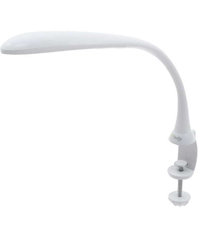 Stella Edge Premium 10W LED Desk Clamp Task Lamp - White - Adjustable Dimmable Low Vision Light - Macular Degeneration Lighting - Hobby Crafting Sewing