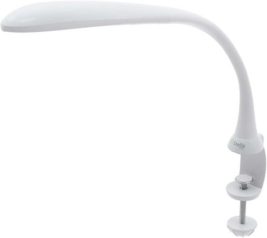 Stella Edge Premium 10W LED Desk Clamp Task Lamp - White - Adjustable Dimmable Low Vision Light - Macular Degeneration Lighting - Hobby Crafting Sewing