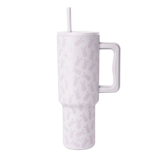 Simple Modern Tumbler with Handle and Straw | 40oz | Bunnies