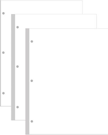 (3-Pack) A4 Blank Paper Refills, 300Sheets / 600Pages Print/Loose-Leaf Paper, 3-Hole, 100gsm, White, 8.5'' x 11''