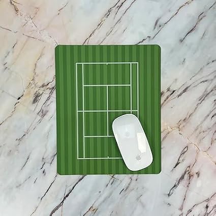 Racquet Inc Tennis Court Mouse Pad – Green Grass Desk Mousepad with Fabric Surface – Tennis-Themed Office Accessory for Work or Gaming – Compatible with Optical and Laser Mice