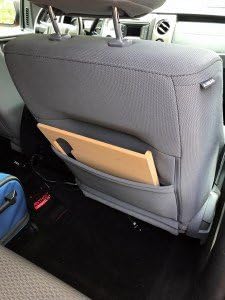 The Executive steering wheel desk measures 17” 3/4” × 13 7/8” provides a stable surface for most laptops, tablets, phones, and paperwork.