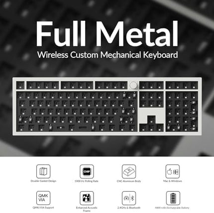 Keychron Q6 Max QMK/VIA Wireless Custom Mechanical Keyboard Barebone Knob Version, Full-Metal Hot-Swappable RGB Backlight 2.4 GHz/Bluetooth/Type-C Wired Gaming Keyboard for Mac/Windows/Linux - White