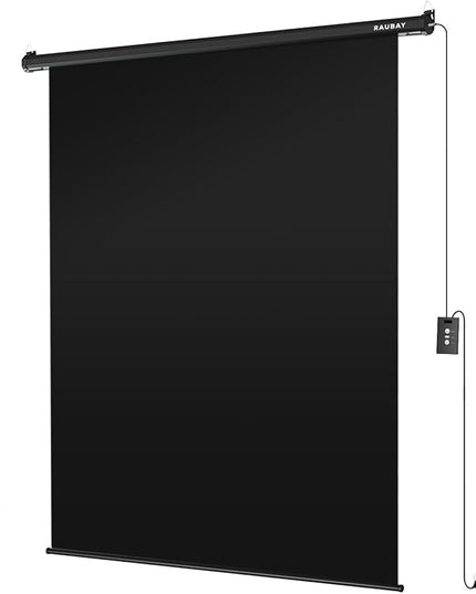 RAUBAY Motorized Pull Down Black Screen Backdrop - 59.8" x 86.6" Collapsible Wall-Mount Background for Professional Video Production, Photography Studio, Video Conferencing and YouTube, TikTok Creator