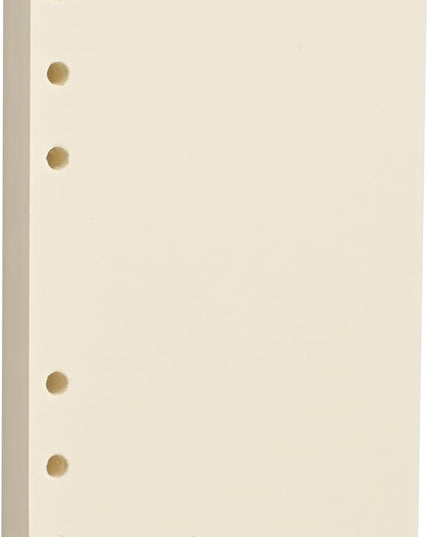 A6 6-Hole Blank Loose-Leaf Paper, Beige – Refill Pages for Standard A6 6-Ring Binder, Journals, Planners – Ideal for Office, Study, Recipes, Travel & Budgeting – 80 Sheets