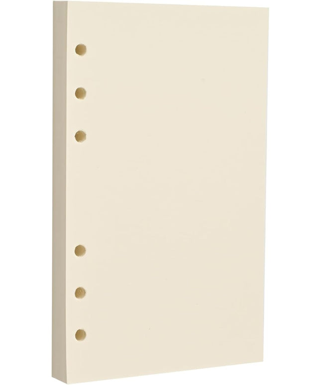 A6 6-Hole Blank Loose-Leaf Paper, Beige – Refill Pages for Standard A6 6-Ring Binder, Journals, Planners – Ideal for Office, Study, Recipes, Travel & Budgeting – 80 Sheets