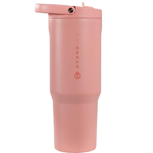 HydroJug Sport - Stainless Steel Tumbler with Straw, Vacuum Insulated, 40oz Leakproof Water Bottle, Ergonomic Design, Reusable, Dishwasher Safe, Rubber Base, Durable for Gym or Outdoors, Tulip