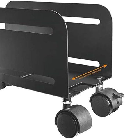 Mount Plus MP-CPB-4 2 Pack Black Computer Tower Desktop ATX-Case, CPU Steel Rolling Stand, Adjustable Mobile Cart Holder with Locking Caster Wheels (2 Pack Cart)