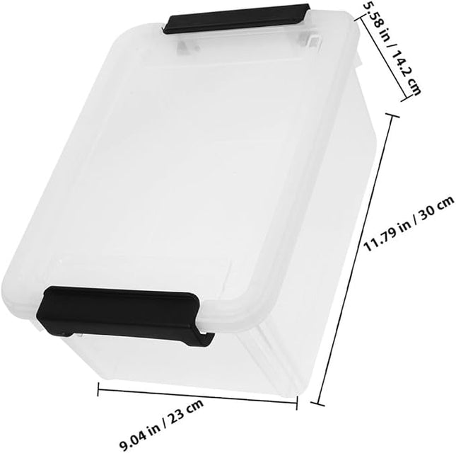 VILLCASE Transparent File Organizer Box with Lid Office Document Storage Container for Files Stationery and Small Items Clear Desktop Organizer for Quick Identification and Long-term Use
