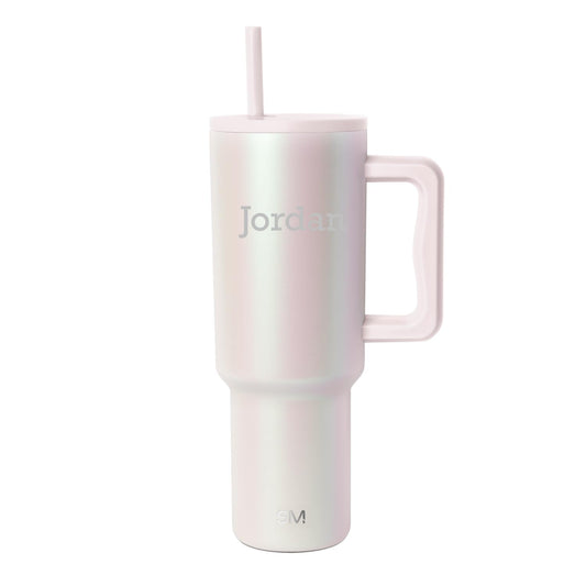 Simple Modern Personalized Tumbler with Handle & Straw | 40oz | Pearlescent