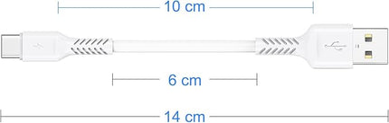 4 Inch USB C Cord Short 5 Pack Durable USB A to USB Type C Cable Fast Charging for Charging Station Compatible with Samsung Galaxy Note 10 20 S10 S20 A20 Plus LG (White)