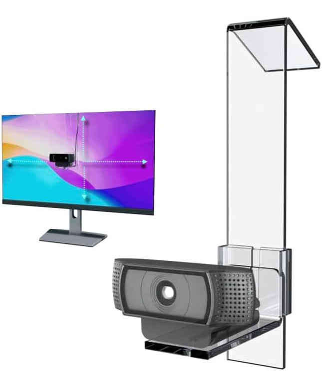 PlexiCam Pro V2 | Center Screen/Middle Screen Webcam Mount | Position Any Webcam (Not Included) Anywhere/Any Screen (Laptops-32) | Tripod gooseneck teleprompter Alternative for Eye Contact Audience