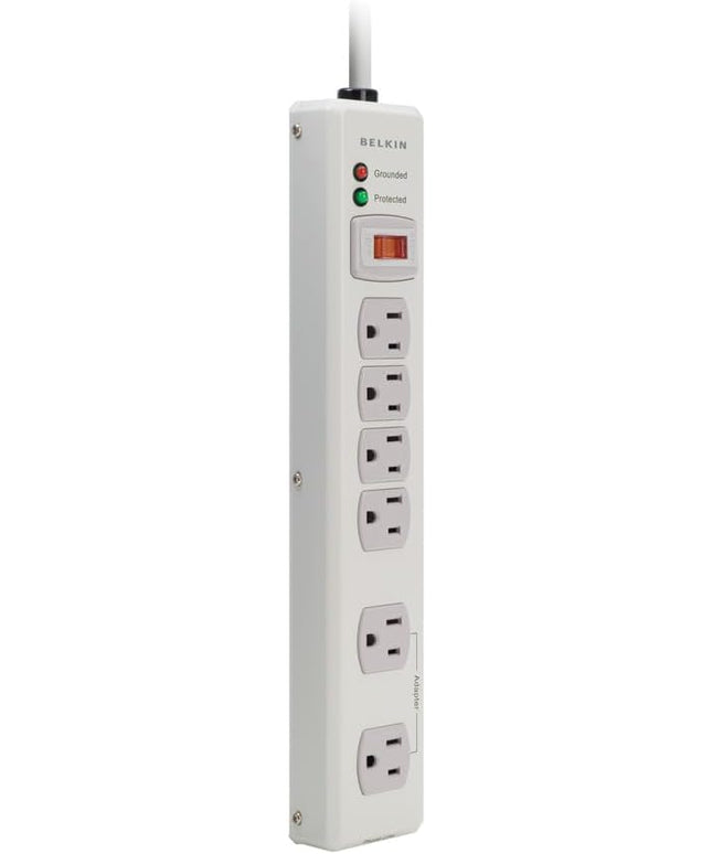 Belkin 6-Outlet Metal Power Strip Surge Protector, 6ft, Beige