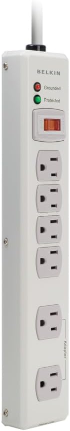 Belkin 6-Outlet Metal Power Strip Surge Protector, 6ft, Beige