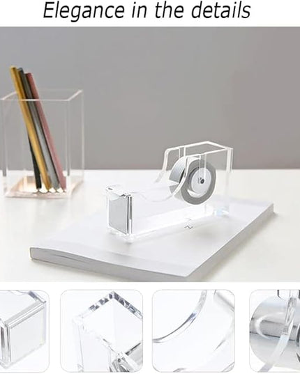 Office Desk Accessories, Acrylic Stapler, Staple Remover, Tape Holder, Pen Holder, Ballpoint Pen, Scissor, Binder Clips, 1000pcs Staples, Phone Holder, Ruler, Transparent Glue and 300 Notes