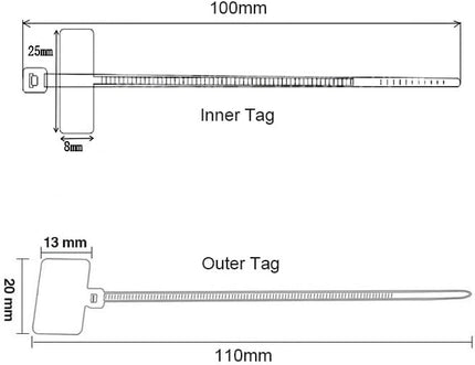 REXUS Plastic Cable Tie With Outer Label 100 Pcs Write on Tags Wire Zip Ties Cable Mark Tags 3 x 100mm Nylon Power Marking Label Binding Strap(CT_PL_LO100)