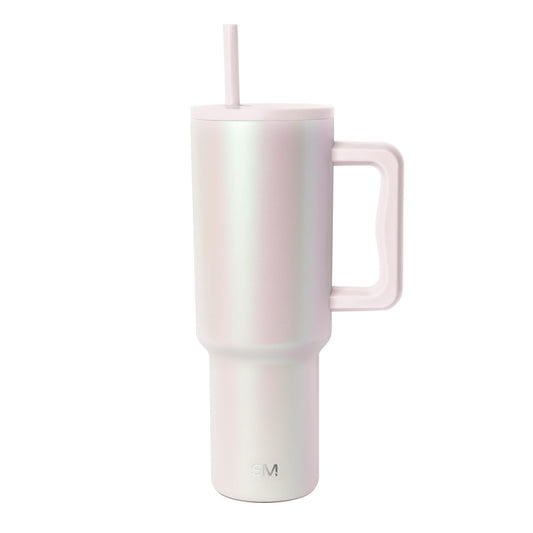 Simple Modern Tumbler with Handle and Straw | 40oz | Pearlescent