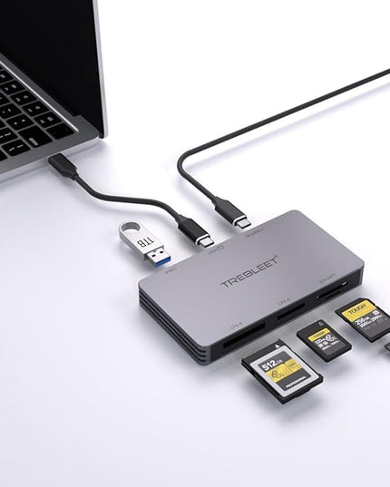6-in-1 Professional Multi-Card Reader for CFexpress Type A & Type B, SDXC UHS-II, MicroSD – USB 3.2 Gen 2 (10Gbps) with Extra USB-A Hub Port & Auxiliary Power Support for Sony/Canon/Nikon/Mac/Windows