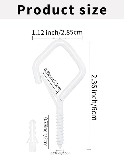 10PCS Eye Screw Hooks for Hanging Heavy Duty with Safety Buckle.Metal Ceiling Hooks for Hanging Plants,Cup,Wind Chime,Bird Feeders,christmas String Lights at Indoor&Outdoor,2.36 Inch(No Drill Bit)
