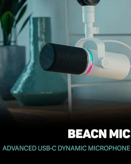 BEACN Light Dynamic USB Mic for PC | Professional Microphone for Podcast, Gaming, Streaming | Studio-Quality Desk Mic for YouTube, Twitch, and Recording | Microphone for PC, Gaming & Streaming