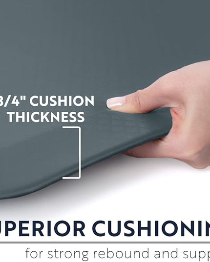 KANGAROO Thick Ergonomic Anti Fatigue Mats for Kitchen Floor, 48x20, Cushioned Standing Office Desk Mat, Waterproof Scratch Resistant Topside, Supportive All Day Comfort Padded Foam Rugs, Charcoal