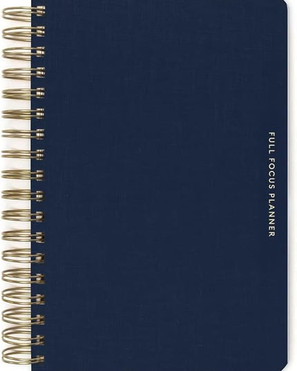 Full Focus Leather Coil Planner by Michael Hyatt - The #1 Daily Planner to Set Annual Goals, Increase Focus, Eliminate Overwhelm, and Achieve Your Biggest Goals - Hardcover (Navy Blue)