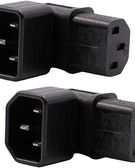 IEC C14 to C13 Power Adapter PDU Plug/Socket Down 90 Degree for LCD Wall Mount TV 2 Pack